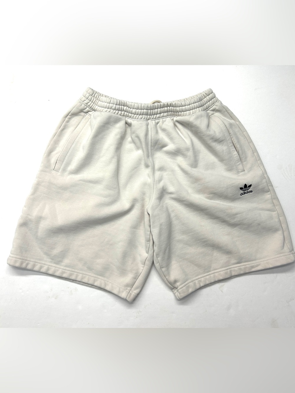 adidas Men’s Cream Athletic Shorts with Trefoil Logo